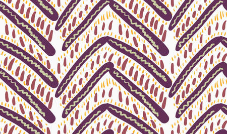 Painted brown and green chevrons.Hand drawn with paint brush seamless background. Abstract colorful texture. Modern irregular tillable design.のイラスト素材