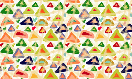 Rough brush colored triangles with stains.Abstract colorful seamless background. Stained and grunted...