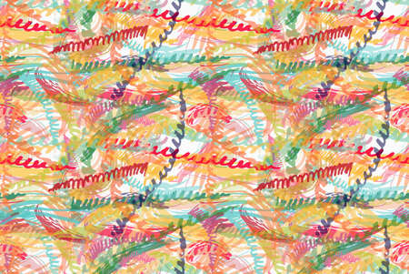 Rough brush colorful zigzag strips.Abstract colorful seamless background. Stained and grunted texture over hand drawn paint brush ornament.のイラスト素材