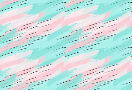 Artistic color brushed pink green texture with black hatches.Hand drawn with ink and marker brush...