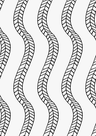Black marker vertical braids.Free hand drawn with ink brush seamless background. Abstract texture. Modern irregular tilable design.のイラスト素材