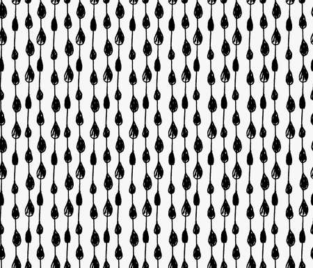 Black marker water drops on vertical lines.Free hand drawn with ink brush seamless background. Abstract texture. Modern irregular tilable design.のイラスト素材