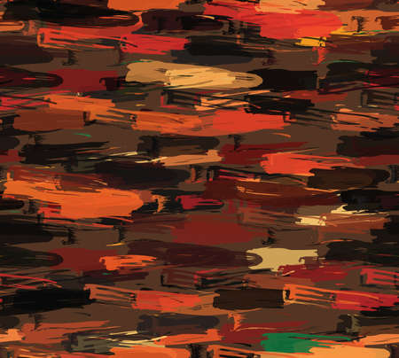 Rough brush strokes brown and orange.Hand drawn with ink and marker brush with dots and some texture seamless background.のイラスト素材