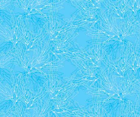 Kelp forest green overlapping.Hand drawn with ink and marker brush seamless background.Six color...