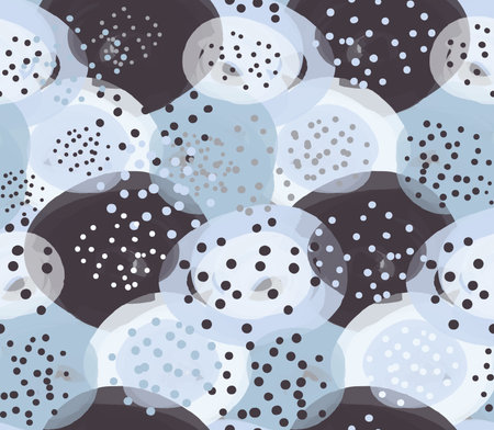 Marker circles blue and brown.Abstract hand drawn with ink and marker brush seamless...