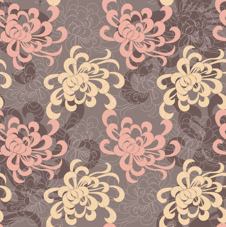 Aster flower overlapping pink and yellow.Seamless pattern. Floral fabric collection.のイラスト素材