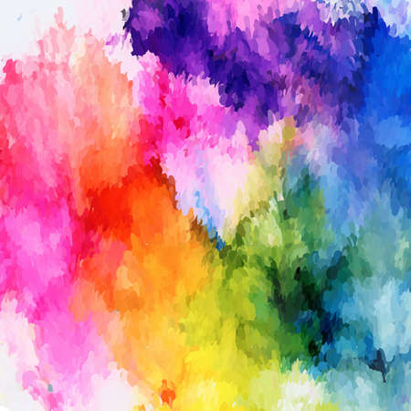 Bright rainbow mosaic with pink.Colorful background hand drawn with bright inks and watercolor paints. Color splashes and splatters create uneven artistic modern design.のイラスト素材