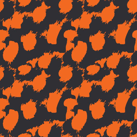 Grungy stains orange and black.Hand drawn with ink and marker brush seamless background.のイラスト素材