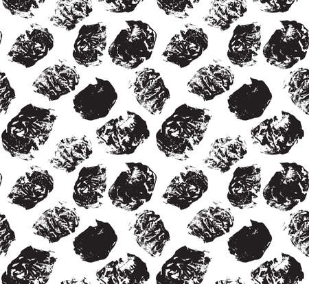 Grungy spots black on white.Hand drawn with ink seamless background.Modern hipster style design.のイラスト素材