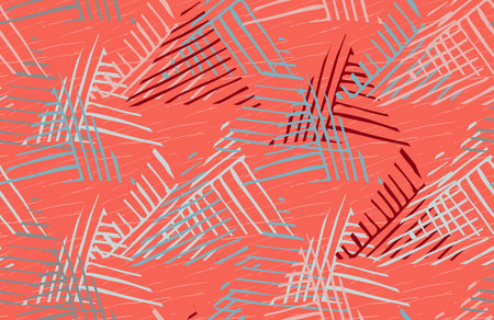 Triangles striped diagonal overlapping corral.Hand drawn with ink seamless background.Creative...