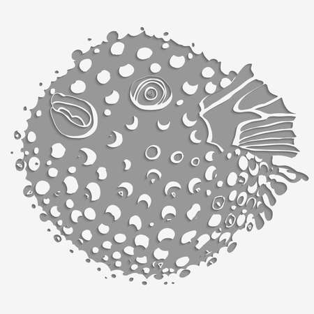Blow fish 3d with realistic shadow perforatedのイラスト素材