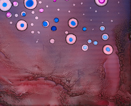Brown textured with blue dots.Colorful background hand drawn with bright inks and watercolor paints....