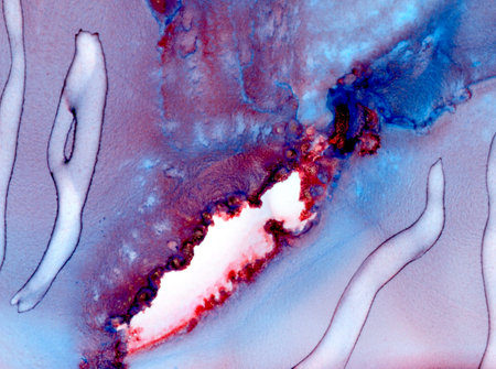 Blue purple paint detail.Colorful background hand drawn with bright inks and watercolor paints....