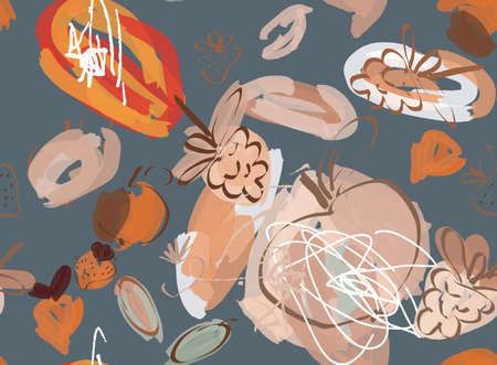 Doodles with grunge texture rough drawn apple and raspberries.Abstract seamless pattern. Universal bright background for greeting cards, invitations. Had drawn ink and marker watercolor texture.のイラスト素材