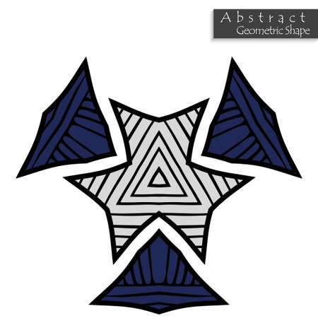 Abstract geometric shape roughly hand drawn. Striped symmetrical geometrical symbol. Vector icon isolated on white. Tribal ethnic pattern design element.のイラスト素材