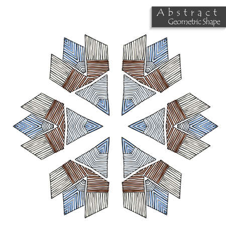 Abstract geometric shape roughly hand drawn. Striped symmetrical geometrical symbol. Vector icon isolated on white. Tribal ethnic pattern design element.のイラスト素材