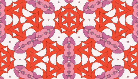 Vector seamless pattern with mandala shape. Vintage colored floral decorative repainting background...