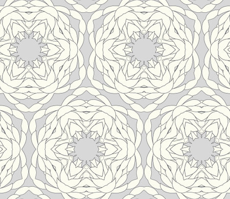 Vector seamless pattern with mandala shape. Vintage colored floral decorative repainting background...