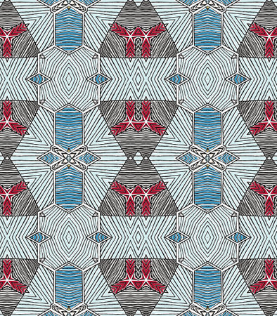 Vector seamless pattern with mandala shape. Vintage colored floral decorative repainting background...