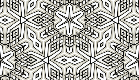 Vector seamless pattern with mandala shape. Vintage colored floral decorative repainting background...