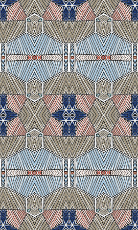 Vector seamless pattern with mandala shape. Vintage colored floral decorative repainting background...