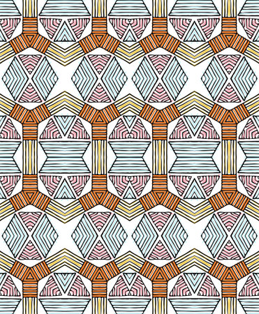 Vintage colored decorative repainting background with tribal and ethnic motifs. Abstract geometric...