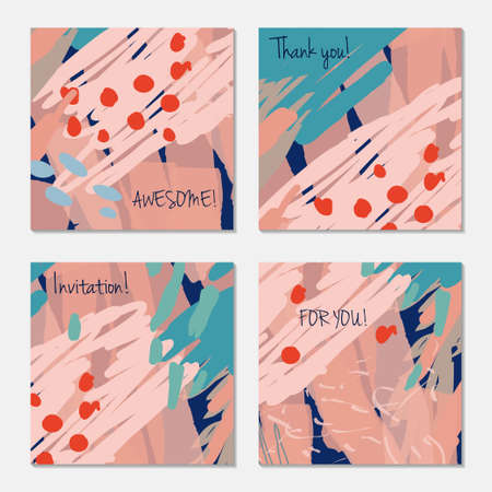 Hand drawn creative invitation greeting cards. Invitation party card template.のイラスト素材