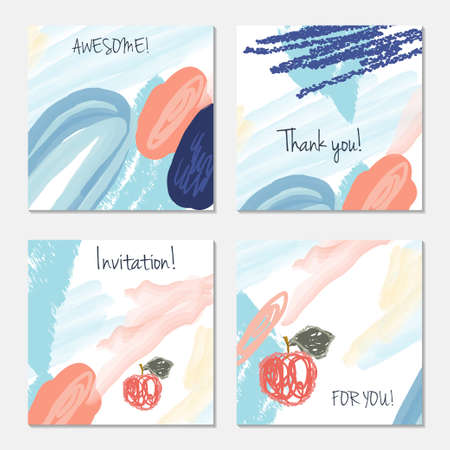 Hand drawn creative invitation greeting cards. Invitation party card template.のイラスト素材