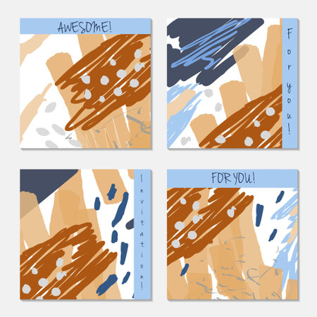 Hand drawn creative invitation greeting cards. Invitation party card template.のイラスト素材