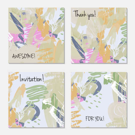 Hand drawn creative invitation greeting cards. Invitation party card template.のイラスト素材