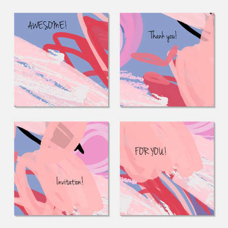 Hand drawn creative invitation greeting cards. Invitation party card template.のイラスト素材