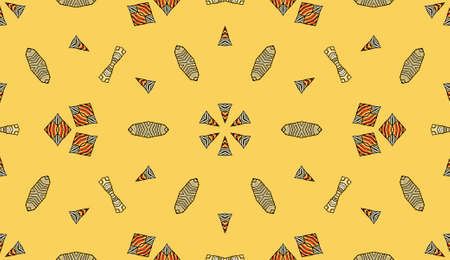 Seamless striped vector pattern. Colored decorative painting background with tribal and ethnic motifs. Abstract geometric roughly hatched shapes. Circular design.のイラスト素材