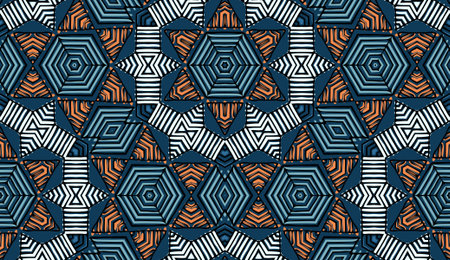 Seamless striped vector pattern. Colored decorative repainting background with tribal and ethnic...
