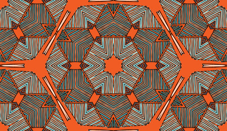 Seamless striped vector pattern. Colored decorative painting background with tribal and ethnic...