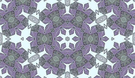 Seamless striped vector pattern. Colored decorative painting background with tribal and ethnic motifs. Abstract geometric roughly hatched shapes. Circular design.のイラスト素材