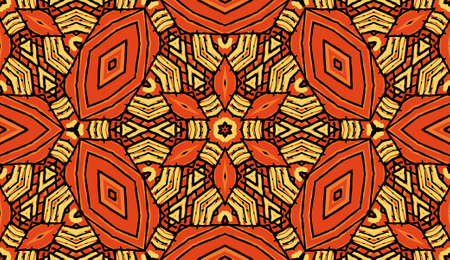 Seamless striped vector pattern. Colored decorative painting background with tribal and ethnic motifs. Abstract geometric roughly hatched shapes. Circular design.のイラスト素材