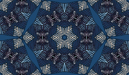 Seamless striped vector pattern. Colored decorative painting background with tribal and ethnic...