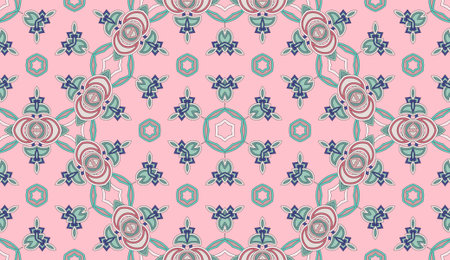 Seamless circular vector pattern. Colored decorative repainting background with tribal and ethnic...