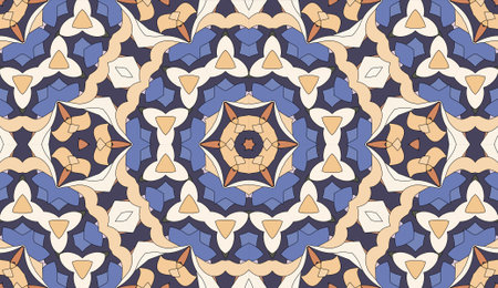 Seamless circular vector pattern. Colored decorative repainting background with tribal and ethnic...
