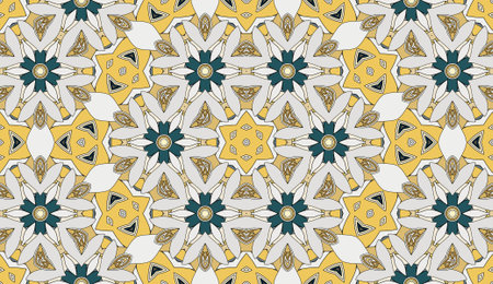 Seamless circular vector pattern. Colored decorative repainting background with tribal and ethnic...