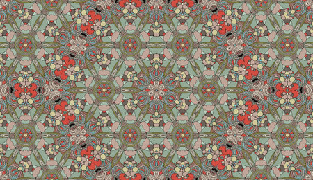 Seamless circular vector pattern. Colored decorative repainting background with tribal and ethnic...