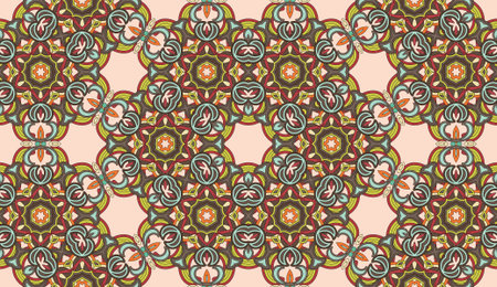 Seamless circular vector pattern. Colored decorative repainting background with tribal and ethnic...