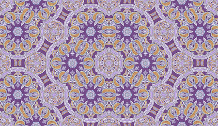 Seamless circular vector pattern. Colored decorative repainting background with tribal and ethnic...