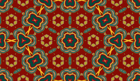 Seamless circular vector pattern. Colored decorative repainting background with tribal and ethnic...