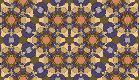 Seamless circular vector pattern. Colored decorative repainting background with tribal and ethnic...