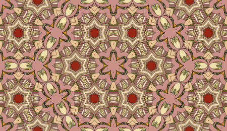 Seamless circular vector pattern. Colored decorative repainting background with tribal and ethnic...