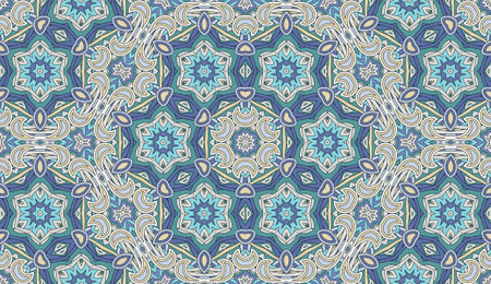 Seamless circular vector pattern. Colored decorative repainting background with tribal and ethnic...