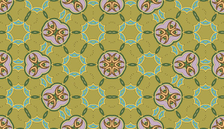 Seamless circular vector pattern. Colored decorative repainting background with tribal and ethnic...