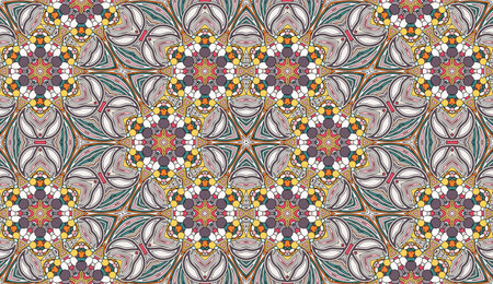 Seamless circular vector pattern. Colored decorative repainting background with tribal and ethnic...