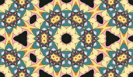 Seamless circular vector pattern. Colored decorative repainting background with tribal and ethnic...